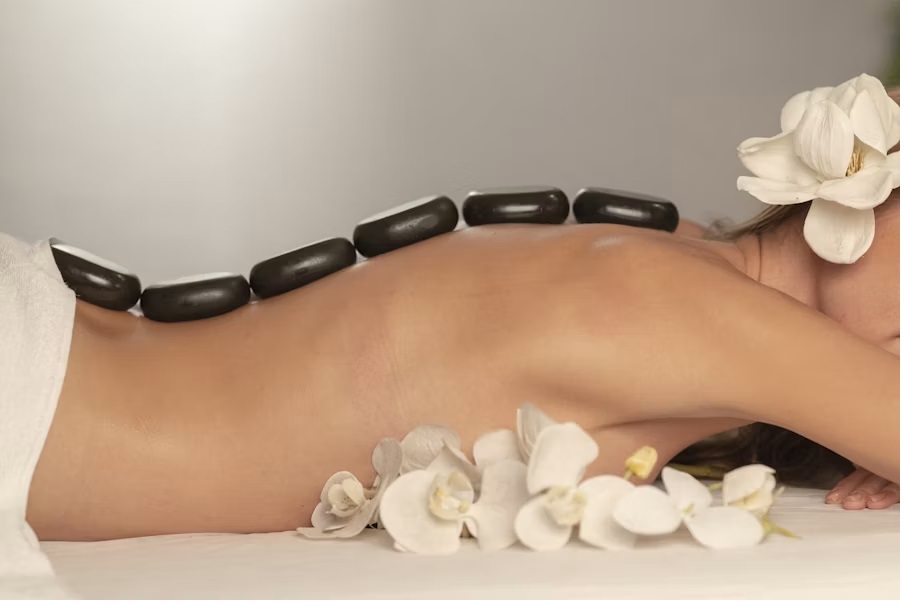 Spa therapy oils and towels
